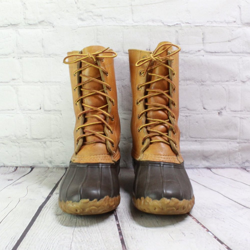 Vtg! LL BEAN Brown Maine Hunting Shoe Unlined Leather Duck Boots 7 M - Picture 4 of 9